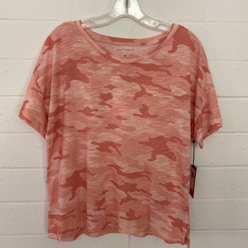 Vince Camuto Camo Short Sleeve Top M NWT